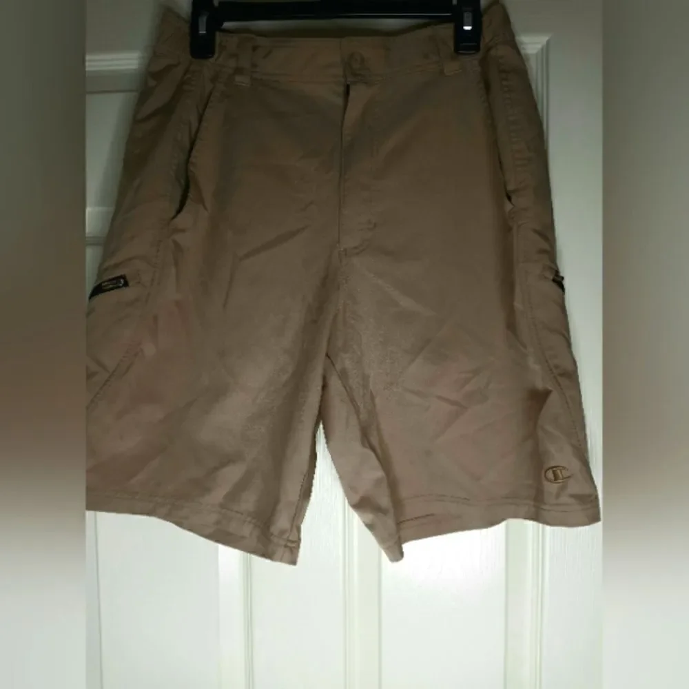 Champion Authentic M Tan Pockets Zipper Flat Front Men's Golf Shorts